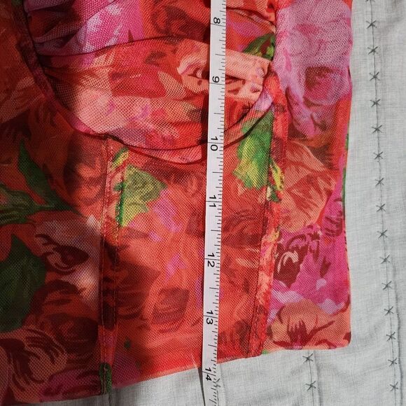 ZARA Floral Cropped Tulle Corset Top - Picture 7 of 7